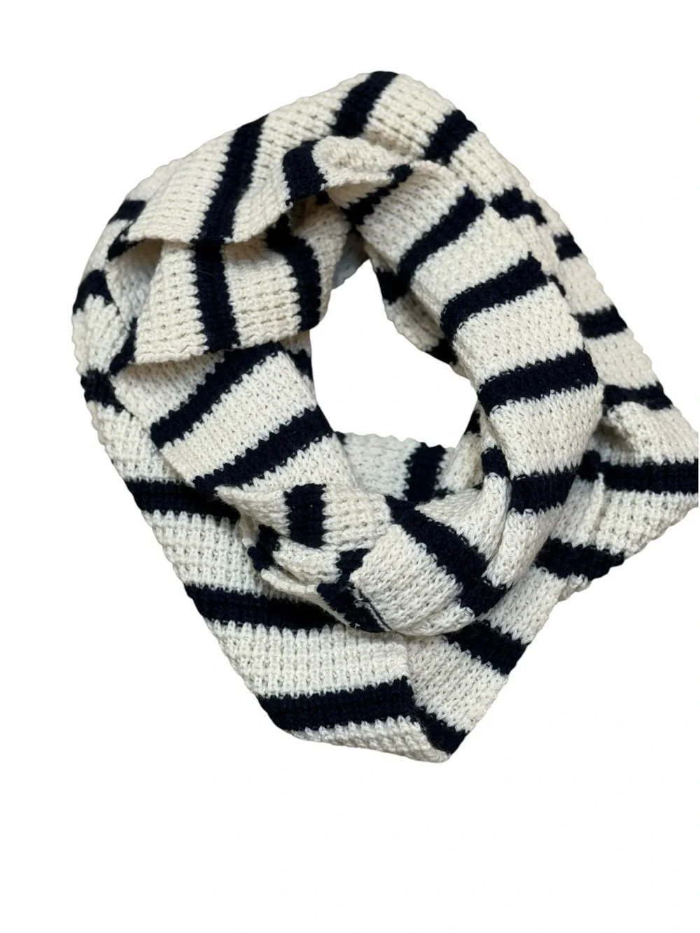 J.Crew Wool Infinity Scarf Navy Ivory Striped Breton Classic Preppy Outdoor